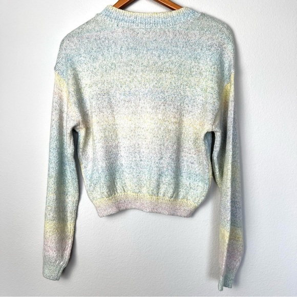 BP Pastel Rainbow Knit Crewneck Cropped Pullover Sweater New‎ With Tags Size S - Picture 4 of 7